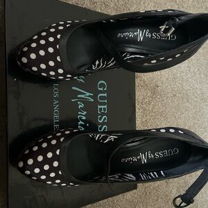 Guess by Marciano Black and White Wedge Heels